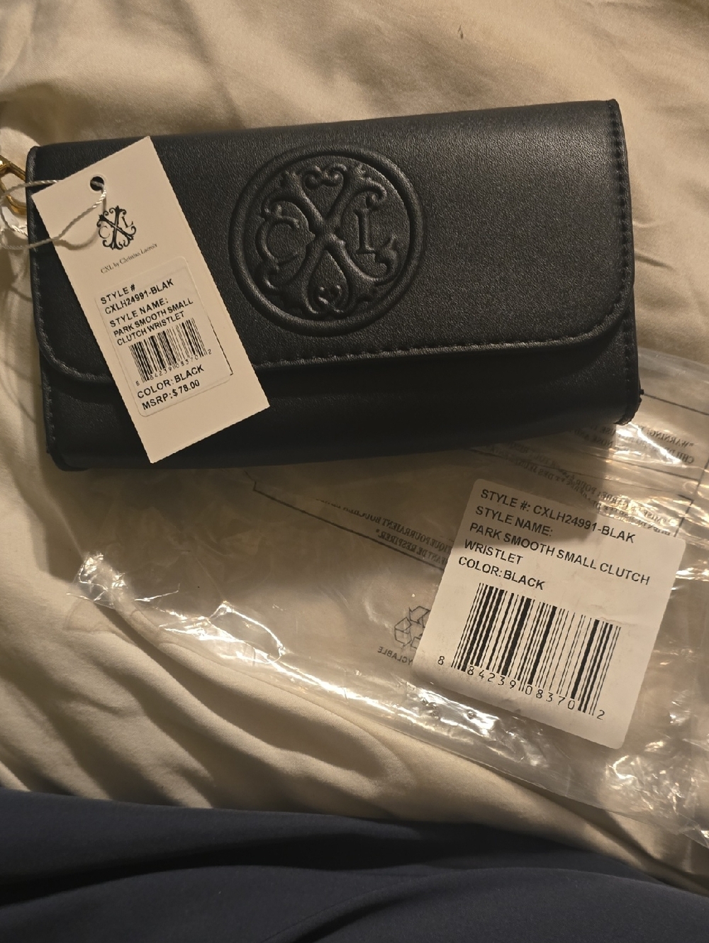NWT Black Park Smooth Small Clutch Wristlet